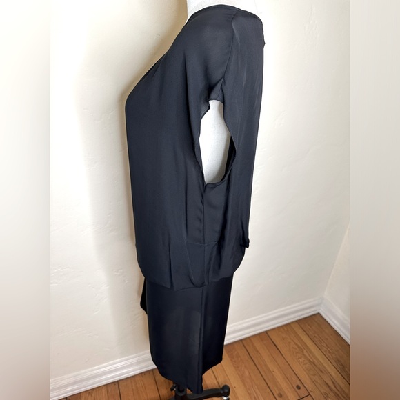 Morgane Le Fay black silk chiffon sleeveless dress w/beautiful draping Size XS - Picture 4 of 8